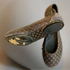 Crown By Borne Women’s Ballet Flats Brown With Gold Metallic Polka Dots Size 7.5
